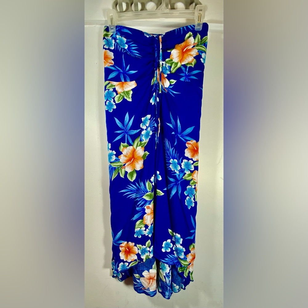 Hawaii Hangover Kids Size 12 Tie Up Dress Blue Hawaiian Print